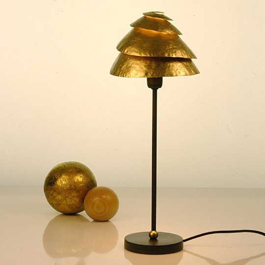 Effektfull bordslampa SNAIL - brun-guld