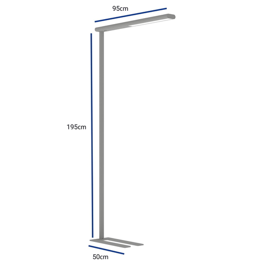 LED-golvlampa till kontor MAULjet, dimbar, silver