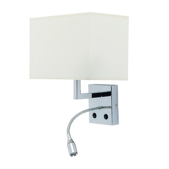 Vägglampa Hotel LED med flexibel läsarm, vit