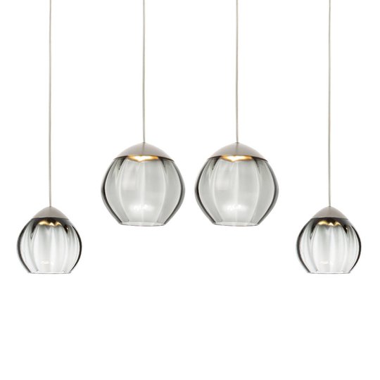 LED-hänglampa Soft med 4 lampor, svarta glas