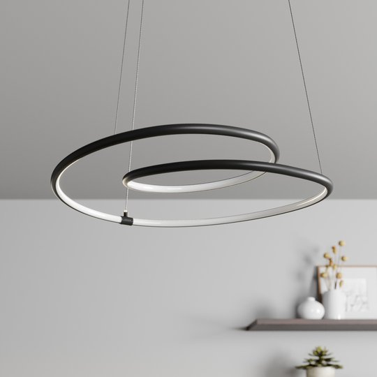 Lindby Lucy LED-hänglampa, 45 cm, matt svart