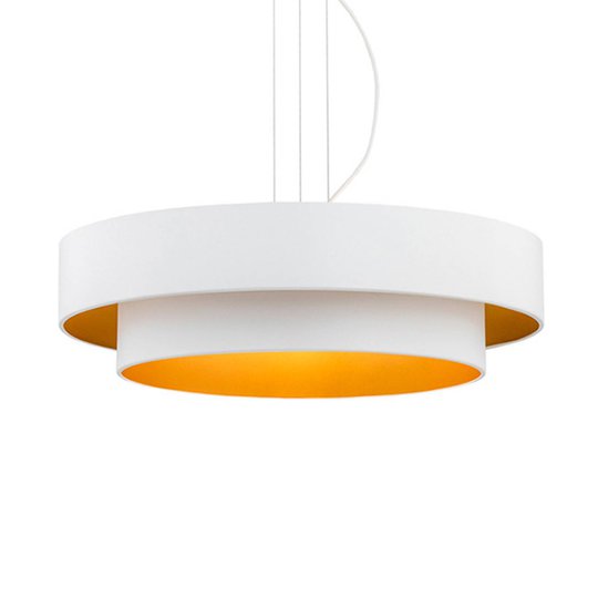 Hänglampa Fredik, Ø 45 cm, vit/guld