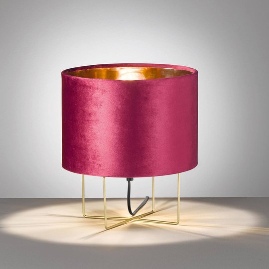Bordslampa Aura, sammetsskärm, höjd 32 cm, röd