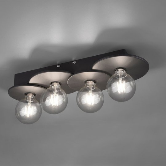 Taklampa Discus, 4 lampor, svart