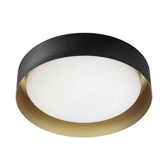 LED-taklampa Crew 2, Ø 33 cm, svart/guld