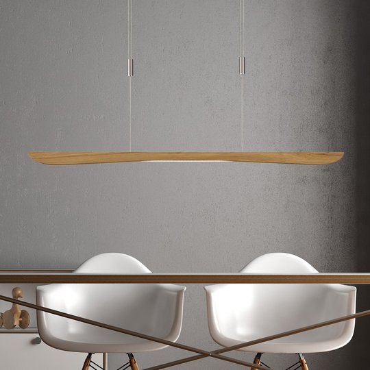 Lucande Hiba LED-pendellampa ek natur 118 cm