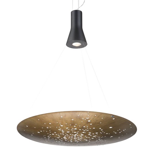 Fabbian Lens LED-hänglampa Ø 90 cm brons