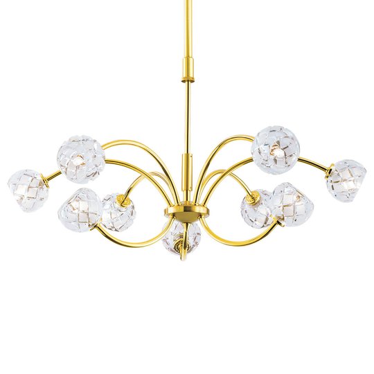 Blykristallhänglampa Maderno, guld, 69 cm