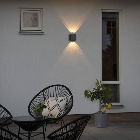 LED-utomhusvägglampa Chieri, 4 lampor, antracit