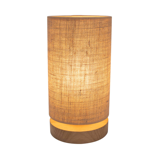 Bordslampa Canvas, ekträ, rund, beige