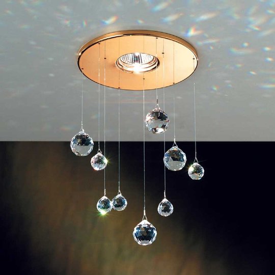 Inbyggnadslampa Feng Shui Swarovski-element guld