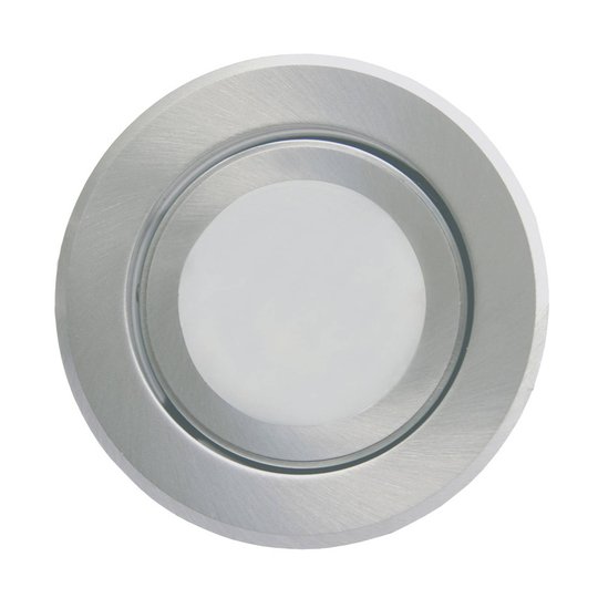 Rund LED-inbyggnadslampa Joanie, borstat aluminium