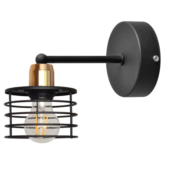 Vägglampa Edison i svart/koppar