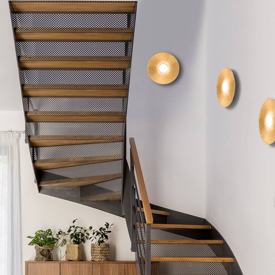 LED-vägglampa Circle Sun, guld, 1 lampa