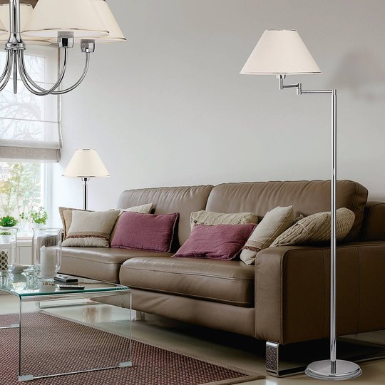 Golvlampa London krom/gräddvit 1 lampa vridbar