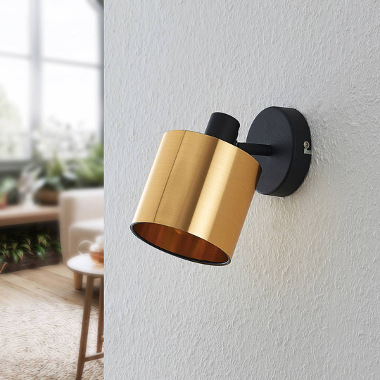 Lindby Joudy vägglampa, cylinder, brons hell