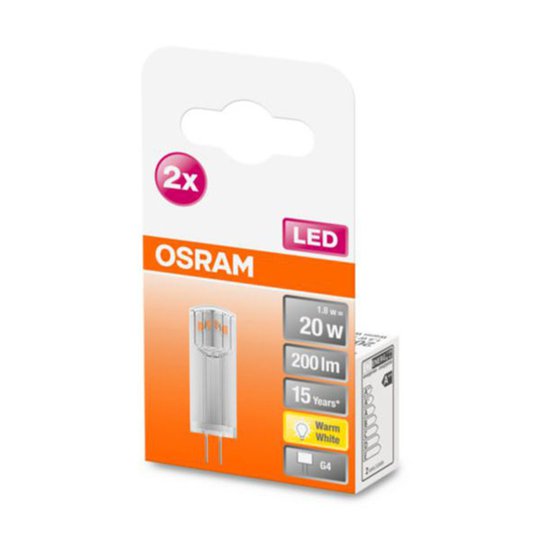 OSRAM LED-stiftlampa G4 1,8W 2 700 K 2-pack