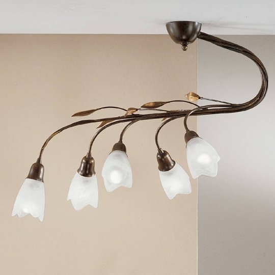 Taklampa Campana, 5 lampor, rak