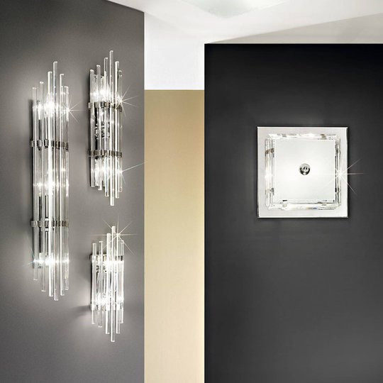 Vägglampa Ontario, höjd 60 cm, krom