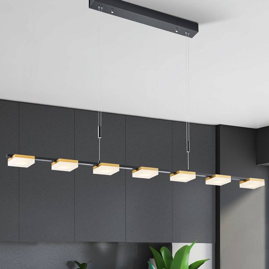 Bopp Quad LED-hänglampa 7 lampor svart/guld