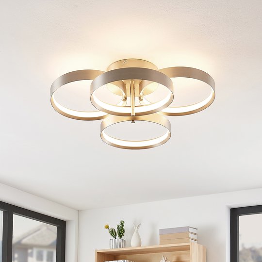 Lucande Naylia LED-taklampa, nickel, dimbar