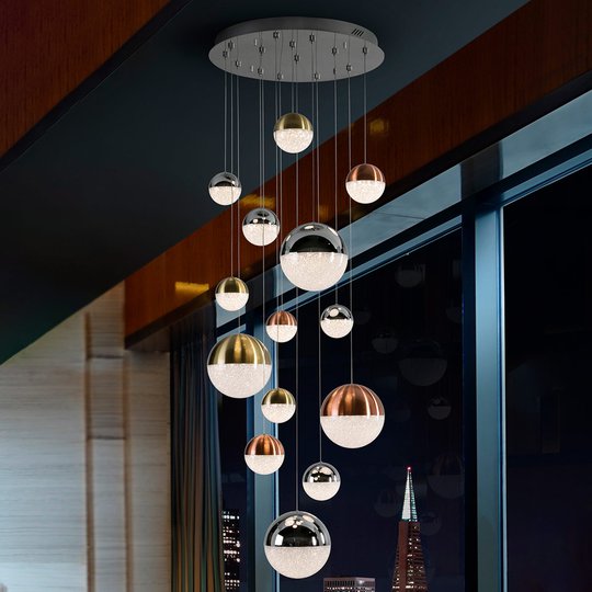 LED-hänglampa Sphere flerfärgat 14 lampor, app