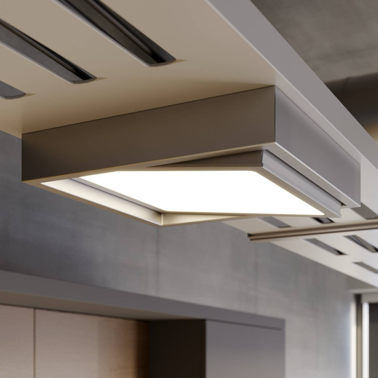 Prios Uvan LED-taklampa vippbar, kantig, krom