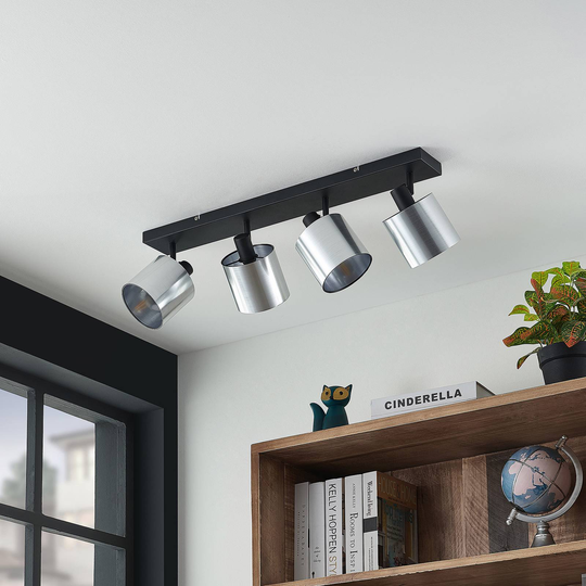 Lindby Joudy taklampa, 4 lampor borstat aluminium