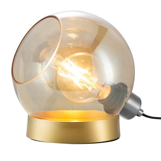 Bordslampa Toula, Ø 20 cm, glas bärnsten