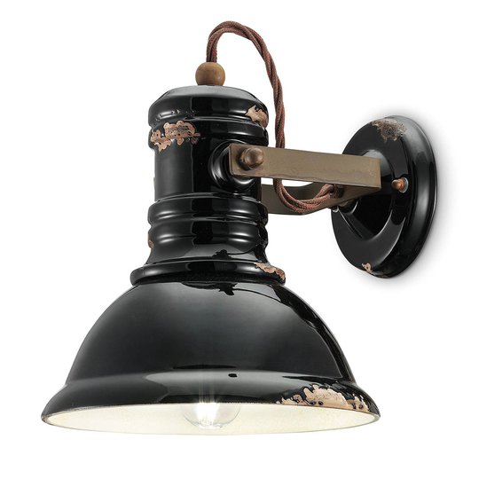 Keramik-vägglampa C1693 i industristil svart