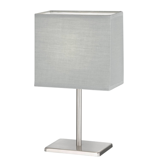 Bordslampa Kate med tygskärm, nickel/grå