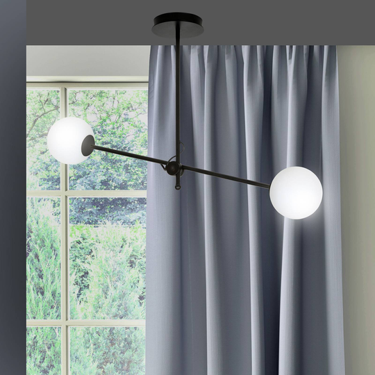 Taklampa Kabo, svart, 2 lampor