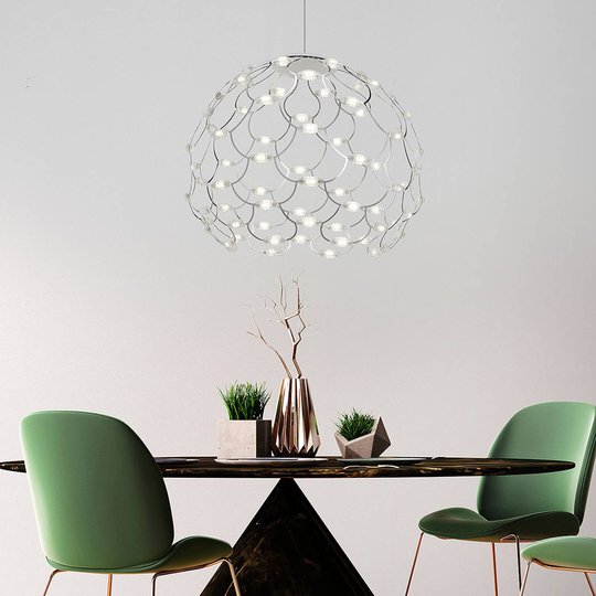 Förkromad LED-pendellampa Lamoi 60 cm