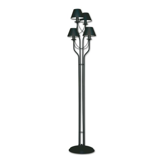 Svart golvlampa Bona med 4 textilskärmar