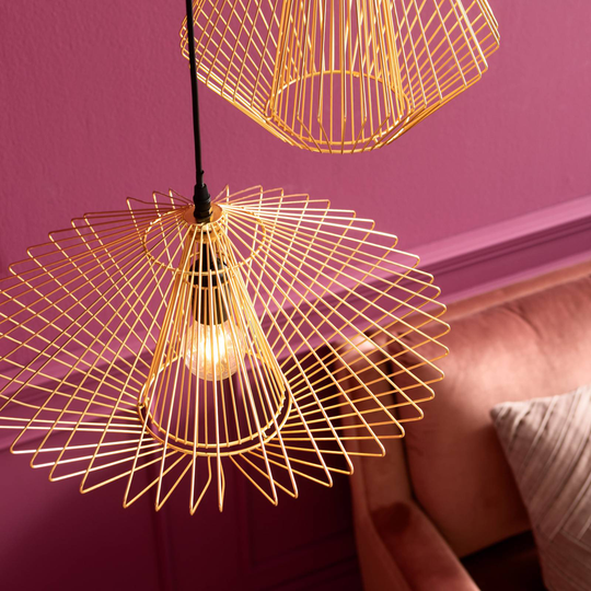 KARE Modo Wire Round hänglampa Ø 44cm guld