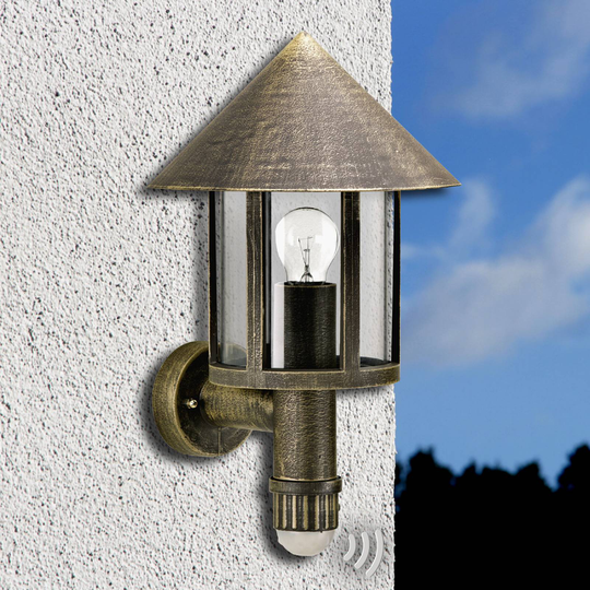 Rörelsekänslig utomhusvägglampa Laterna brun
