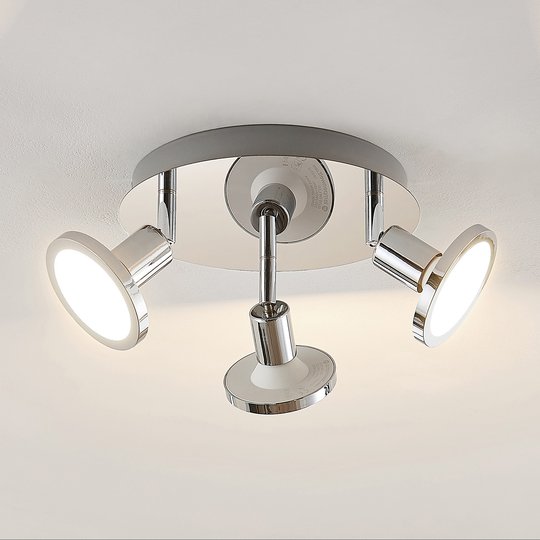 Lindby Ayden LED-takspotlight, 3 lampor, rund