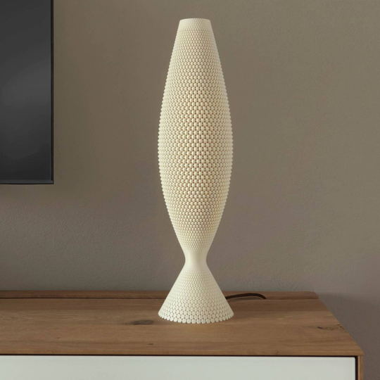 Bordslampa Diamant av biomaterial, linen, 65 cm