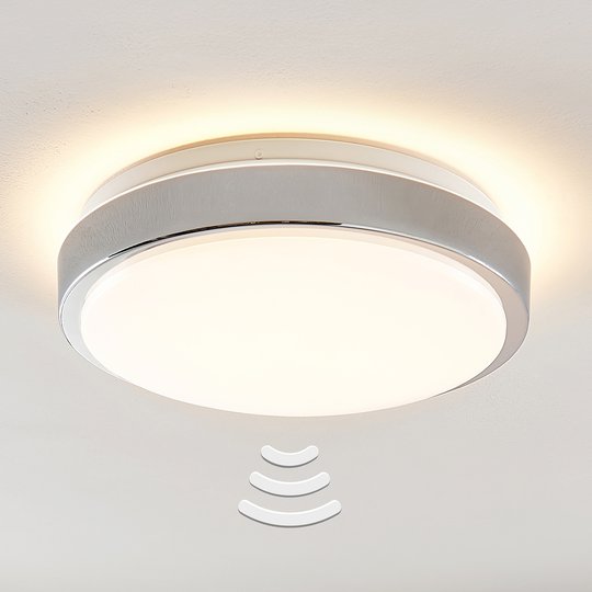 Lindby Camille LED-sensor-taklampa Ø33cm krom