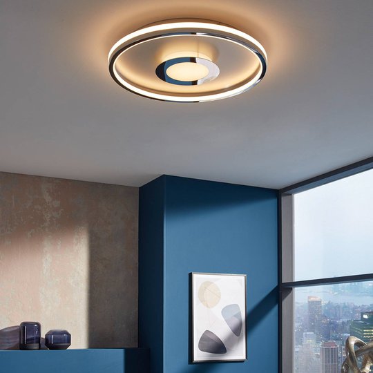 LED-taklampa Bug rund, krom, 60 cm