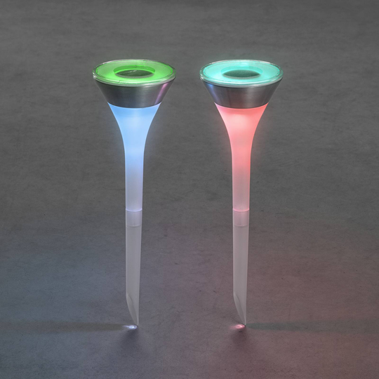 Solarlampa Assisi med RGB-LED och jordankare
