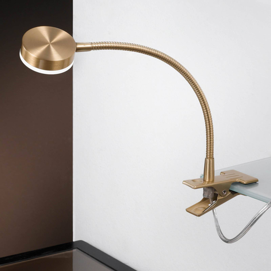 LED-klämlampa Mira, justerbar, guld