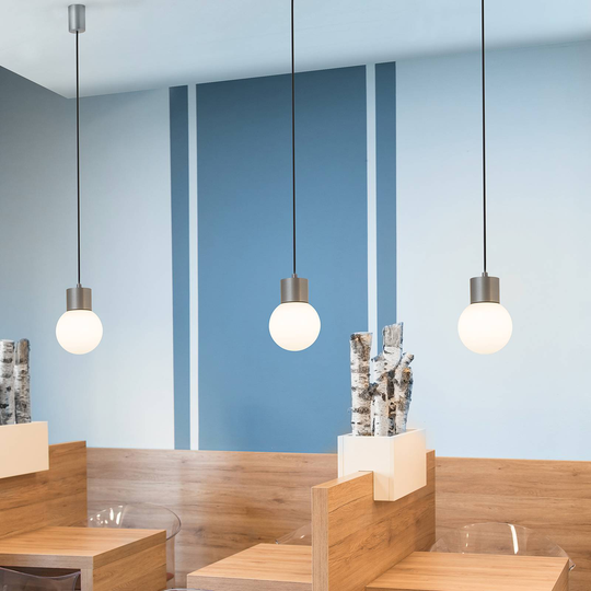 RZB Cylio LED-hänglampa, kula, 25 cm, 180° 840