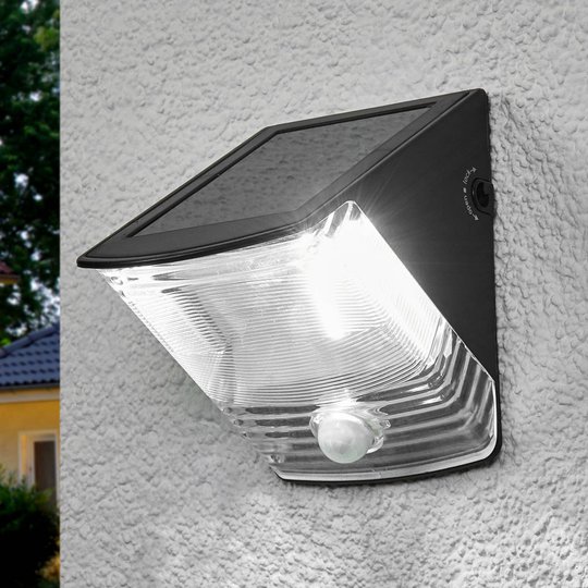 Soldriven LED-vägglampa SOL 04 med IP44 svart