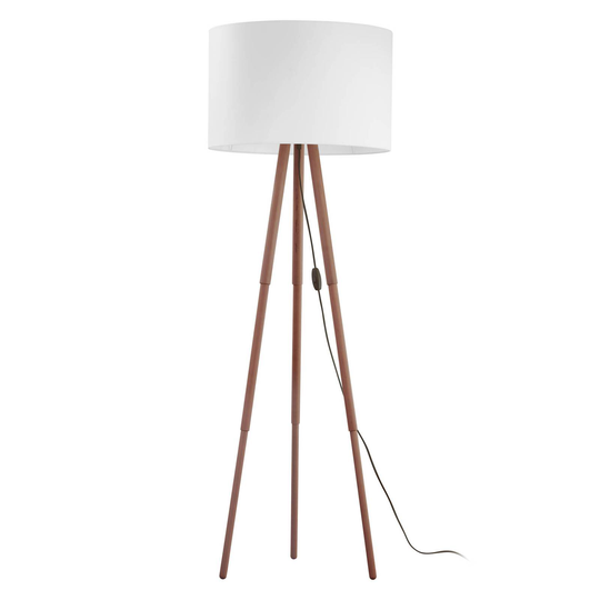 Golvlampa Tokyo, stativ av trä, bok/vit