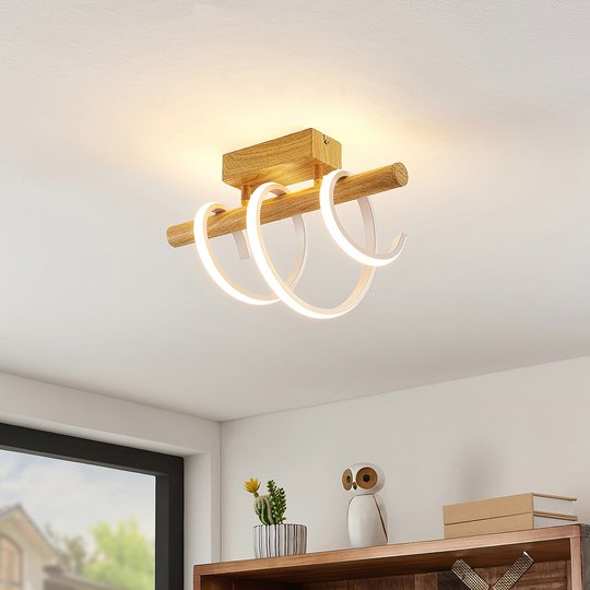 Lucande Milora LED-taklampa 27 cm, ek