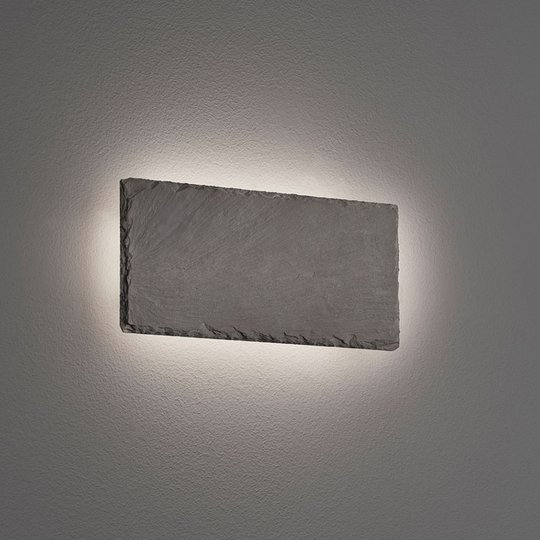 LED-vägglampa Raven av skiffer, kantig