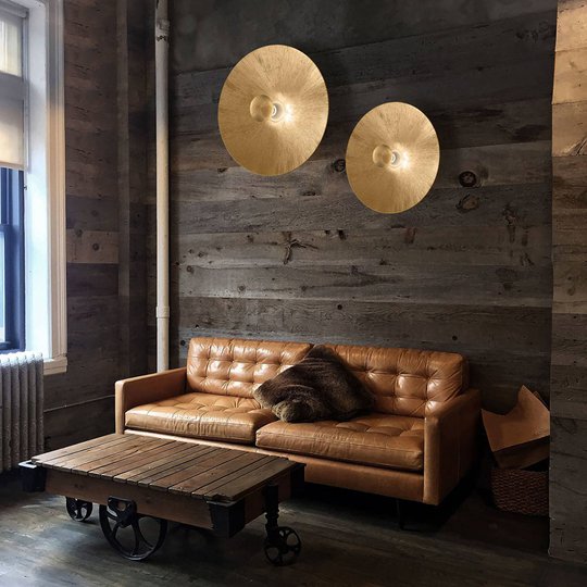 Vägglampa Moon Sun, Ø 54 cm, guld