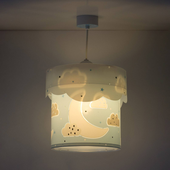 Hänglampa för barnrum Moon, 1 lampa, blå