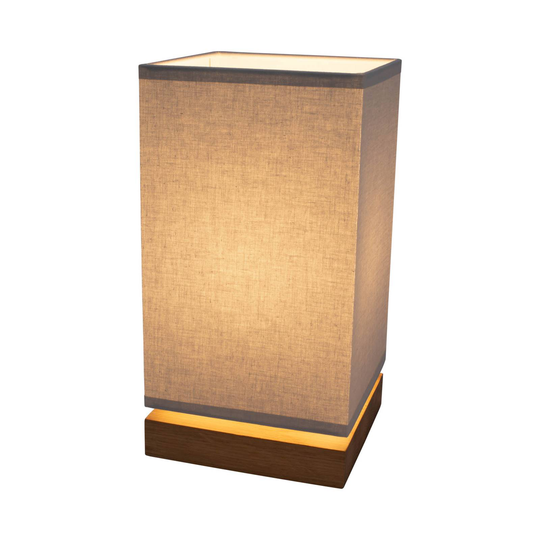 Bordslampa Canvas, ekträ, kantig, grå